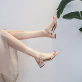 Nude Wide Fit Block Heels Chunky Heel Sandals
