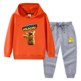 Children Pokemon Pikachu Hoodie & Pant Set Hooded Sweater Trousers Two-Piece Baby Cotton Sweater Set