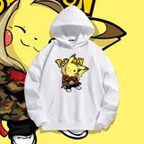 Men and Women Pokemon Pikachu Hoodie Loose Shoulder Long Sleeve Top