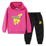 Children Pokemon Pikachu Hoodie & Pant Set Hooded Sweater Trousers Two-Piece Baby Cotton Sweater Set