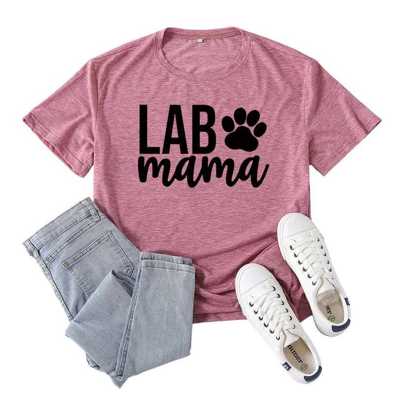 Boy Mama T Shirts Lab Mama Letter Print Short-Sleeve T-shirt