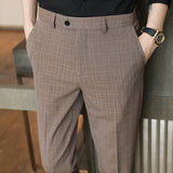 Men Trousers Men's Small Plaid Casual Pants