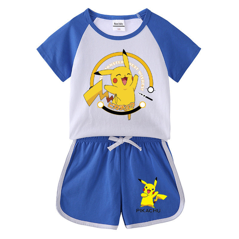 Children Pokemon Pikachu Tshirts & Shorts Short Sleeve T-shirt Shorts Casual Two Neutral