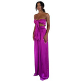 Women Top & Skirt 2 Piece Set Summer Wide-Leg Pants Casual Suit