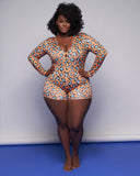 Women Plus Size One-Piece Clothes Printed Sexy Homewear One-Piece Pajamas