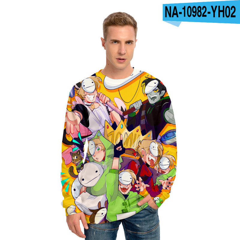 Dreamwastaken Novelty Hoodies Dream Merch Shirt Dreamwastaken Printed Sweater Casual Loose 3D Round Neck Sweater