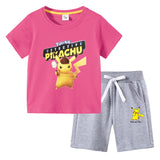 Children Pokemon Pikachu Tshirts & Shorts Cotton Short Sleeve Shorts Two Pieces Neutral
