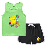 Children Pokemon Pikachu Tshirts & Shorts Casual Sports Sweat-Absorbent Suit Neutral