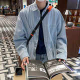 Denim Shirts Denim Long-Sleeved Shirt Men's Spring and Autumn Splicing Coat Loose Top