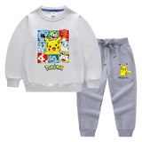 Children Pokemon Pikachu Hoodie & Pant Set Sweater Set Two-Piece Cotton