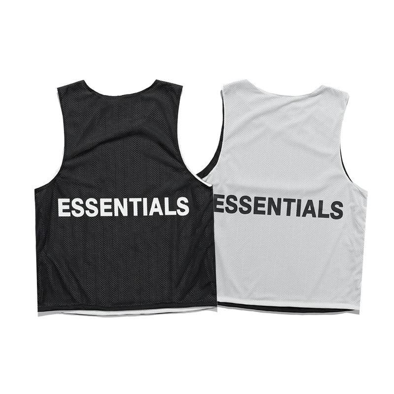 Fog Essentials Vest Fog Sleeveless T-shirt Men and Women Fear Ofgod Double Line Essentials Loose Basketball Mesh Couples Vest