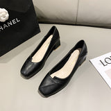 Nude Chunky Heel Casual Mary Jane Shoes