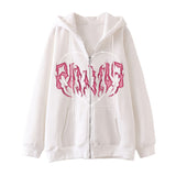 Skeleton Hoodie Winter Fleece Women's Long Sleeve Hoodie Heart-Shaped Clothes Printed Zipper