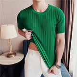 Men Short Sleeve T-Shirt Summer Knitted Short Sleeve T-shirt