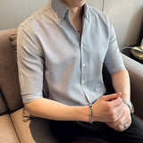 Men's Shirts V-neck Plaid Shirt