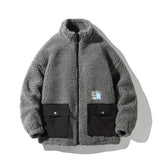 Men's Autumn Winter Coat Men's Stand Collar Lamb Wool Cotton Coat