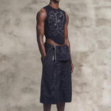 Rave Outfits Mens Vest Printed Knitted Irregular