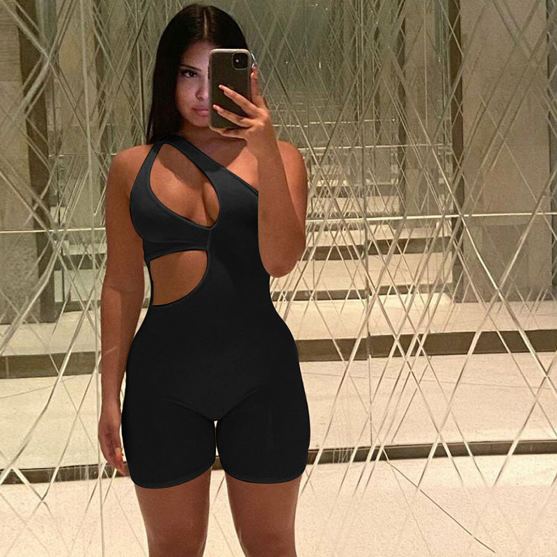 Fall Women's Clothing Sexy Shoulder Bag Hip Tight Sports One-Piece Shorts