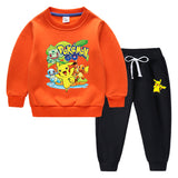 Children Pokemon Pikachu Hoodie & Pant Set Fleece Lined Padded Warm Keeping Winter Clothes Sweatershirt Suit
