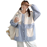 Gothic Lolita Harajuku Style Clothing Jacket Japanese Cute College Loose All-Match Hooded Jacket