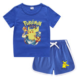 Children Pokemon Pikachu Tshirts & Shorts Leisure Sports Suction Suit Neutral