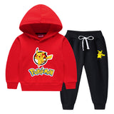 Children Pokemon Pikachu Hoodie & Pant Set Fleece Lined Padded Warm Keeping Winter Clothes