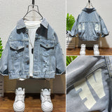 Toddler Boys Jackets Boys Spring Clothing Denim Jacket Ripped