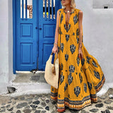 Women Bohemian Dress Women's Summer Sleeveless Printed Dress