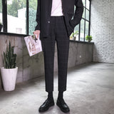 Men Suit Pants Checked Suit Trousers Loose Casual Pants Stripes