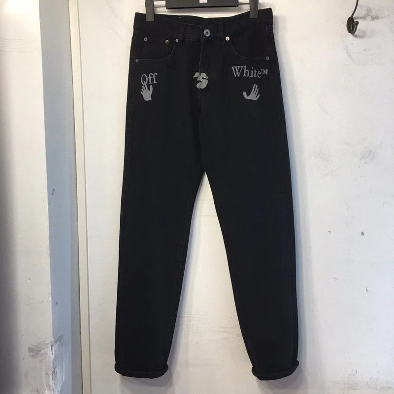 Off White Winter Pants Spring/Summer Printed Casual Jeans for Men