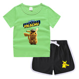 Children Pokemon Pikachu Tshirts & Shorts Casual Sports Undershirt Suit Neutral