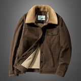 John Dutton Jacket Winter Casual Cotton Solid Color Side Seam Sidekick Single Breasted Velvet Cotton Clothes