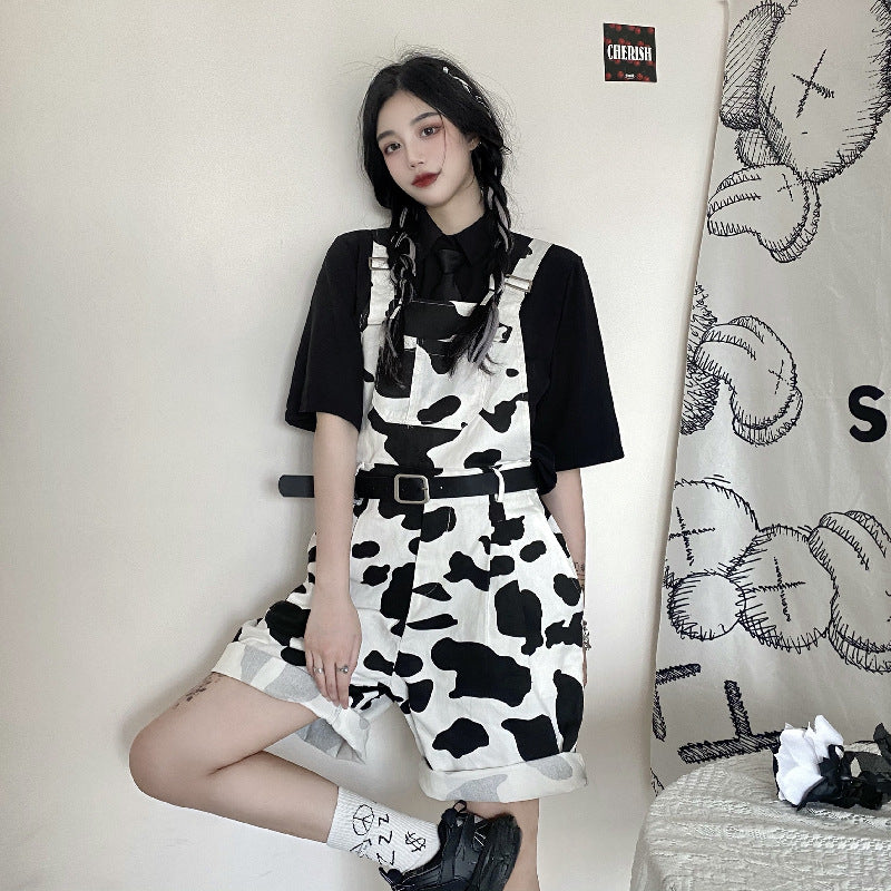 Gothic Lolita Harajuku Style Clothing Loose Cow Strap Half-Length Pants Fifth Pants Belt