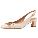 Nude Pumps Block Heel Sandals