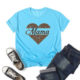 Boy Mama T Shirt Leopard Print Love Mama Printed Short Sleeve round Neck T-shirt