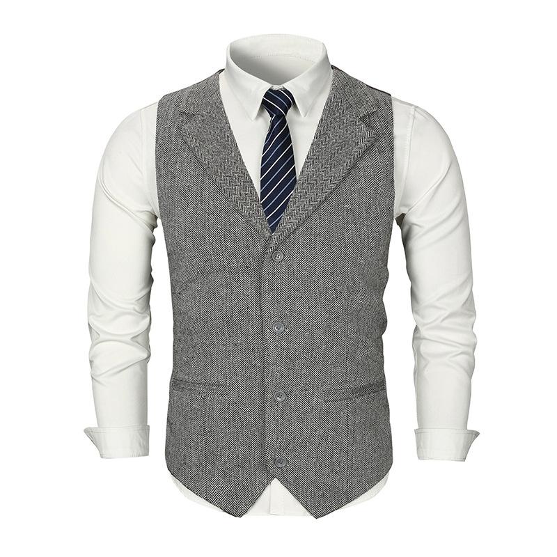Mens Dress Vests Men's Vest Casual Jacket Business Waistcoat Autumn and Winter Solid Color Lapel Men's Slim Fit