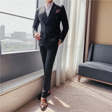 Double Brewed Seersucker Suit Autumn Men's Suit Two-Piece Suit