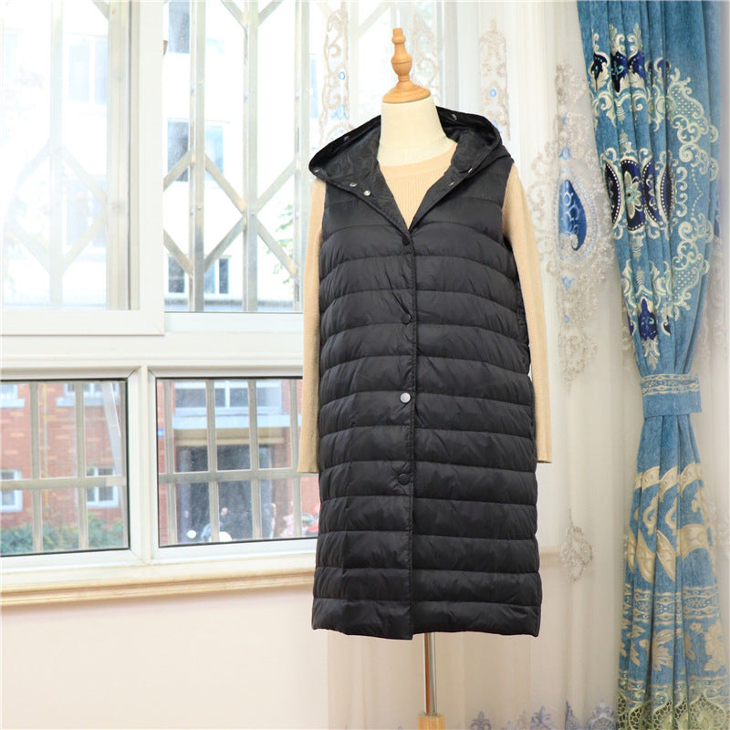 Women Winter Coats Puffer down Vest Winter Down Vest Women's Thin Hood Coat