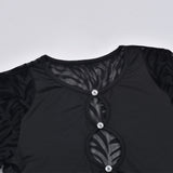 Kesha Black Dress Sexy Patchwork Hollow out See-through Women's Dress