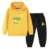 Children Pokemon Pikachu Hoodie & Pant Set Hooded Sweater Trousers Two-Piece Baby Cotton Sweater Set