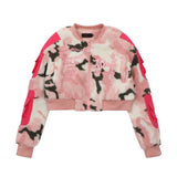 Nina Parker Camo Jacket Camouflage Lamb Wool Short Baseball Jacket