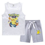 Children Pokemon Pikachu Tshirts & Shorts Vest Middle Pants Sports Casual Thin Two Pieces