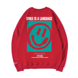 Smiley Face Hoodie Smiley Face Large Size round Neck Sweater Men's Clothing