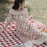 Strawberry Cottagecore Dress  Embroidered Dress Casual Fashionable