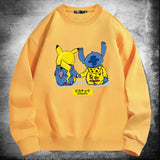 Men and Women Pokemon Pikachu Hoodie Pikachu Joint Name Stitch Back Shadow Crew Neck Pullover Sweatshirt