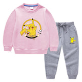 Children Pokemon Pikachu Hoodie & Pant Set Two-Piece Cotton Sweater Set