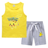 Children Pokemon Pikachu Tshirts & Shorts Vest Middle Pants Sports Casual Thin Two Pieces