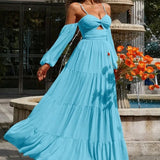 Women Bohemian Dress Summer Women's Fashion Sexy Solid Color Dress