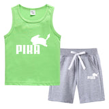 Children Pokemon Pikachu Tshirts & Shorts Summer Vest Middle Pants Sports Casual Sleeveless Two Pieces