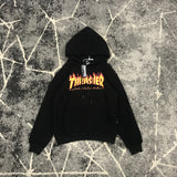 Thrasher T Shirt Loose Printed Elegant Flame Burning Sweater Fleece-Lined Couple Style
